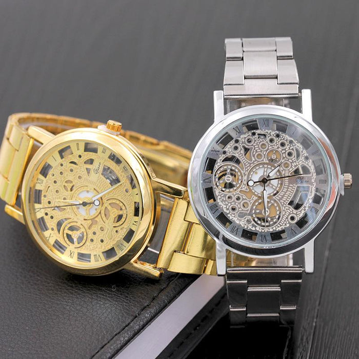 Hollow Design Steel Watches Men Quartz Wristwatch