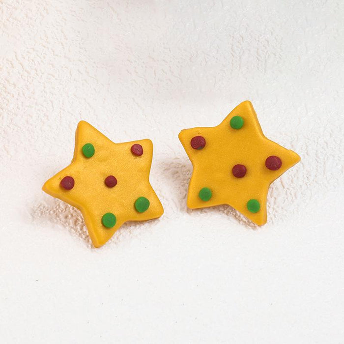 Soft Pottery Colored Stars Simple Temperament Earrings