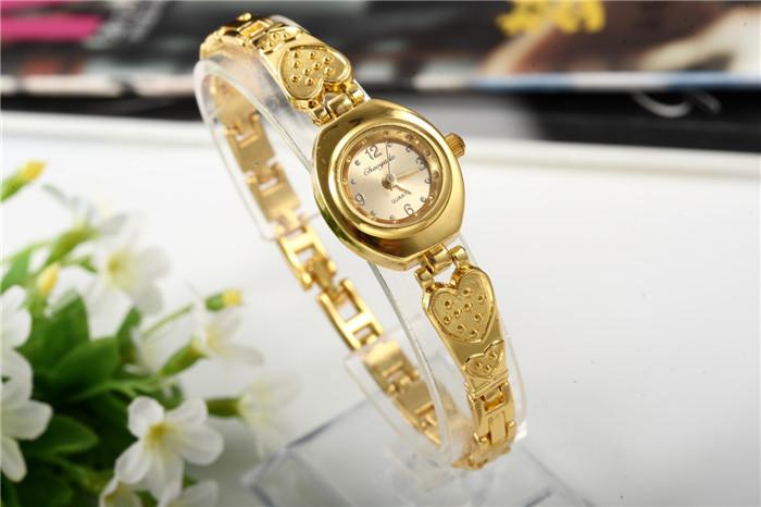 Gold Plated Women Bracelet Wristwatch