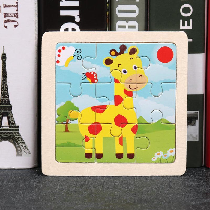 Children's Wooden Cartoon Animal Puzzle Toy