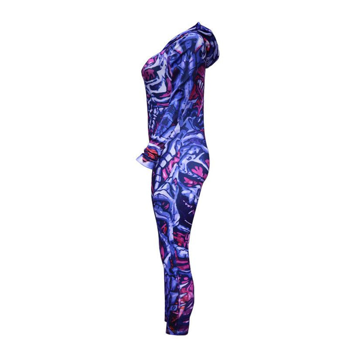 Women's New Printed Halloween Skull Costume Horror Zombie Jumpsuit Uniform