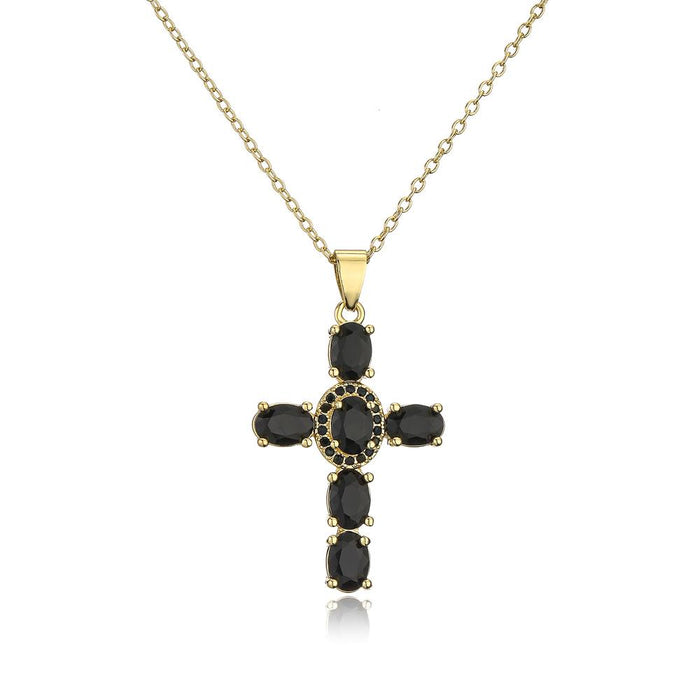 Fashion Personalized Color Zircon Cross Pendant Necklace