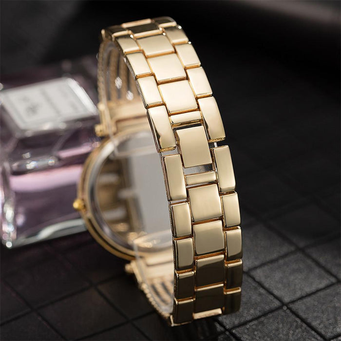 Fashion Gold Watches Simple Dial Ladies Quartz Wristwatches Casual Alloy Creative Bracelet Strap