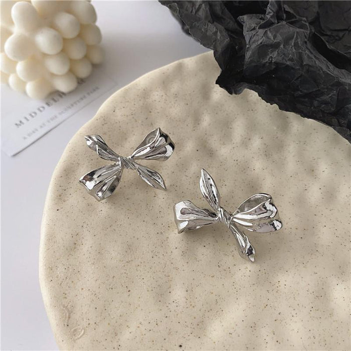 Metal Bow Stud Earrings