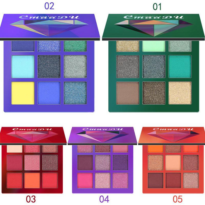 9 colour eye shadow flashing high gloss.