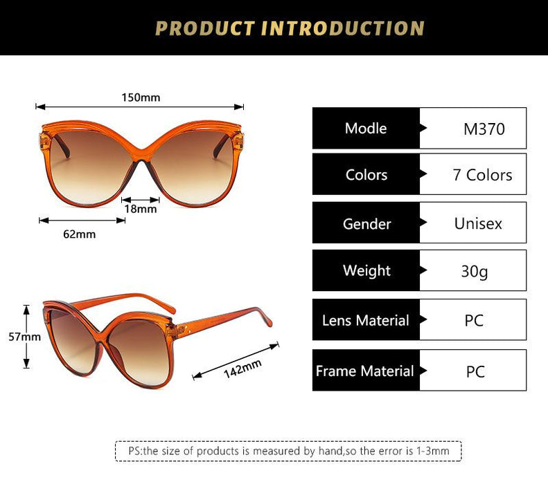 Large butterfly frame cat's eye women's colour Sunglasses