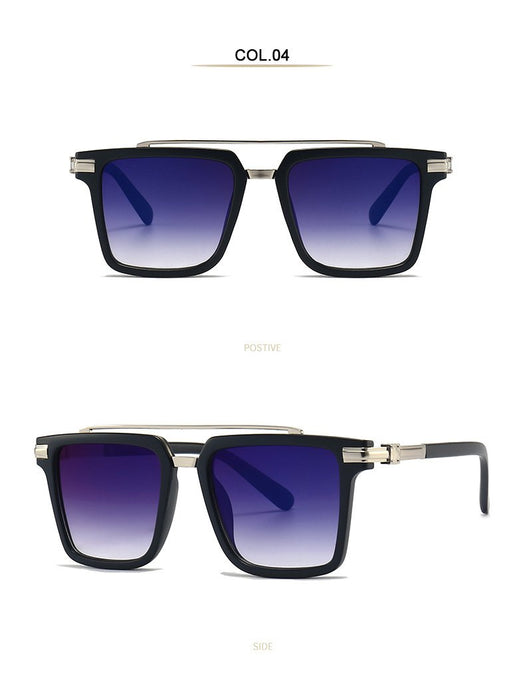 Men's and women's large frame square double beam Sunglasses