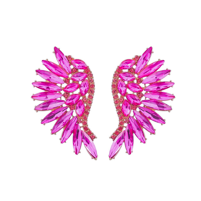 Women's coloured Rhinestone Fan-shaped Wing Earrings