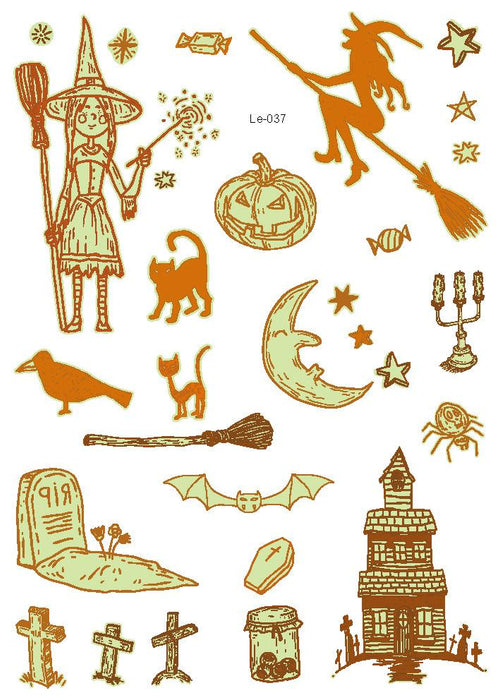 Multi-style Halloween Luminous Waterproof Disposable Funny Tattoo Stickers