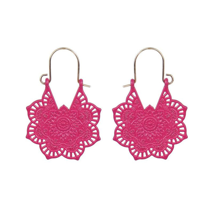 Simple Color Rose Candy Color Geometric U-shaped Earrings Female