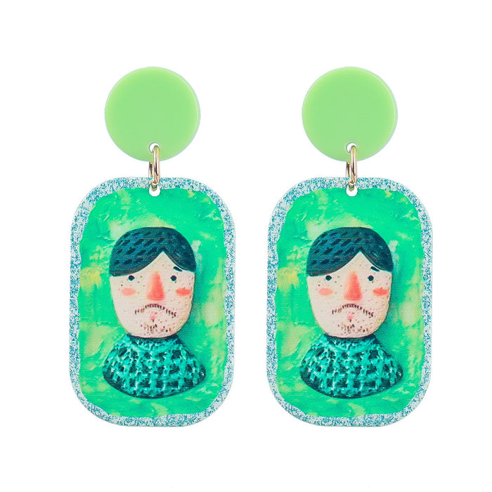 Cartoon Funny Embossed Doll Earrings