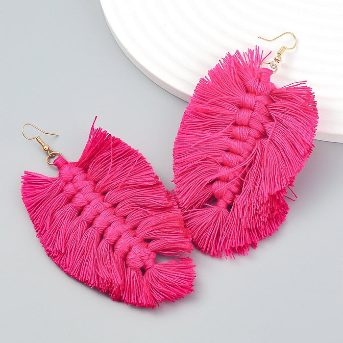 Women's Bohemian Style Hand Woven colour Matching Earrings