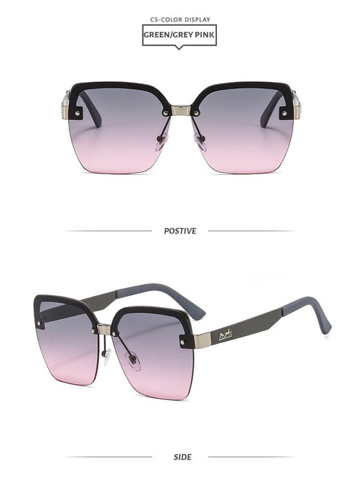 Metal ocean color half frame sunglasses