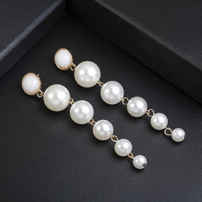 Imitation Pearl Drop Stud Earrings