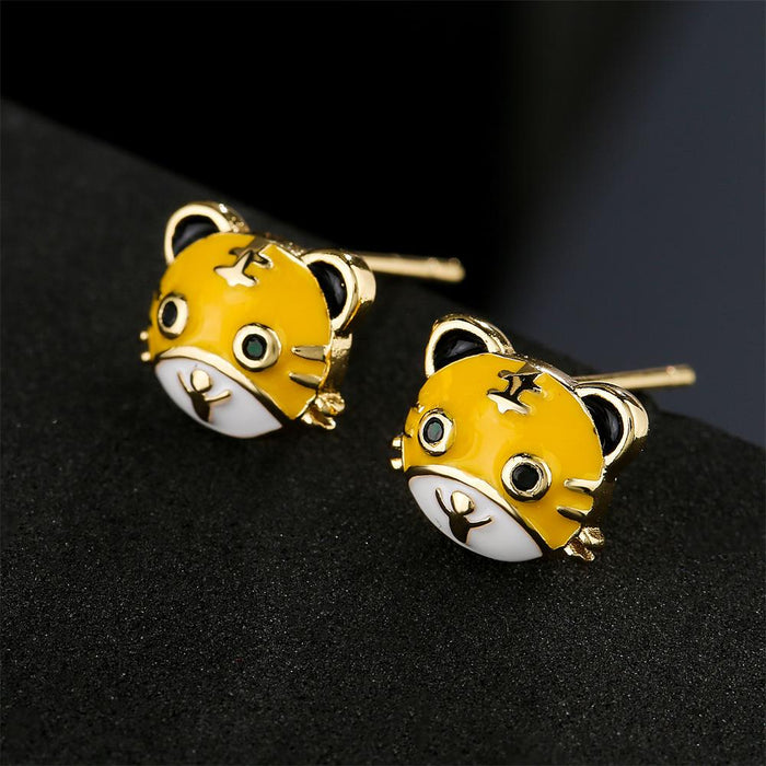 New Oil Dripping Personalized Little Tiger Female Earrings