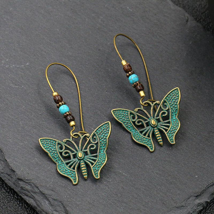 Women's Retro Round Creative Flower Alloy Earrings