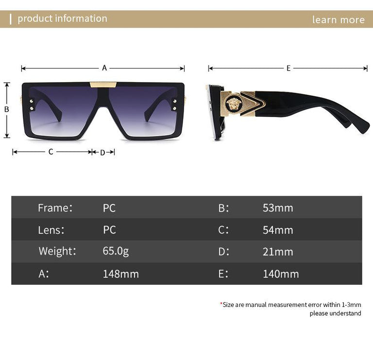 Large frame sunglasses frameless conjoined Sunglasses