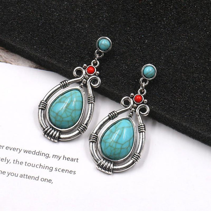 New Fashion Retro Palace Water Drop Alloy Earrings Jewelry