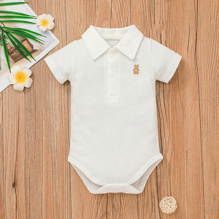 Baby Solid Color Gentleman Romper Infant Cute Bodysuit