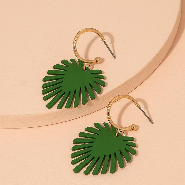 Fashion Simple Fresh Green Leaf Female Earrings