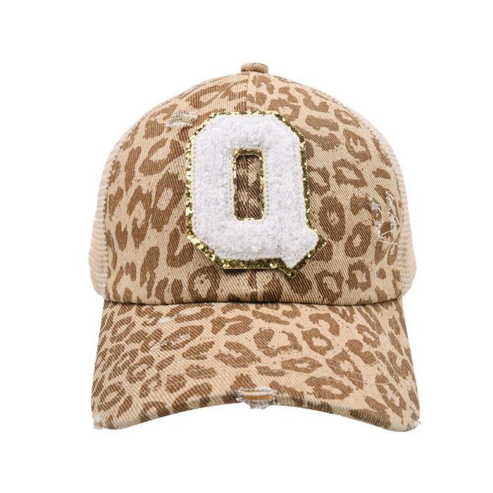 New Leopard 26 Letter Baseball Cap Sports Permeable Mesh Cap