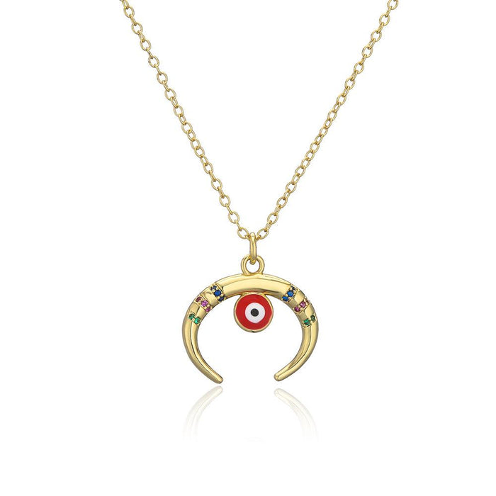 New Fashion Zircon Geometric Devil's Eye Necklace