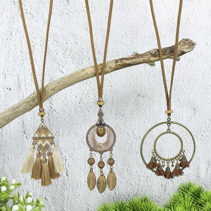 3pcs/set Bohemian Handmade Tassel Pendant Necklace