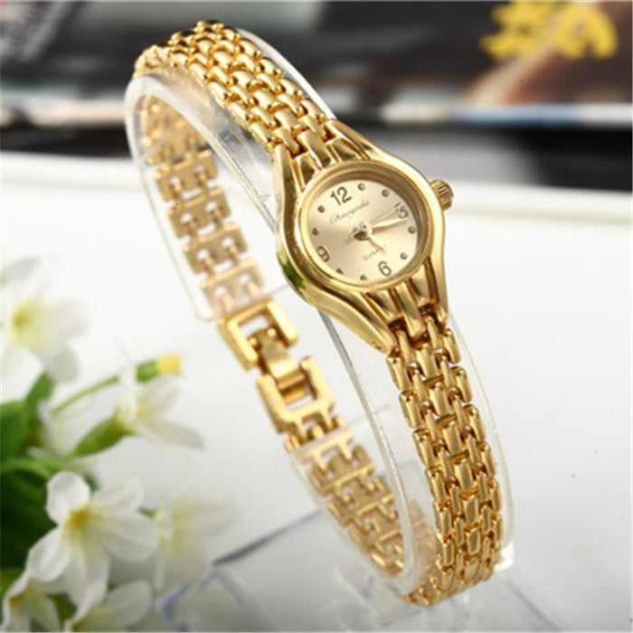 Gold Plated Women Bracelet Wristwatch