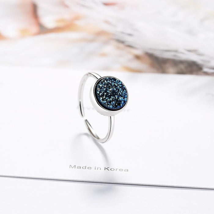 New Round Blue Temperament Geometric Opening Ring