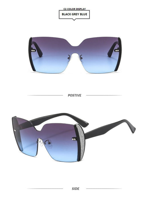 One piece half frame Sequin Sunglasses