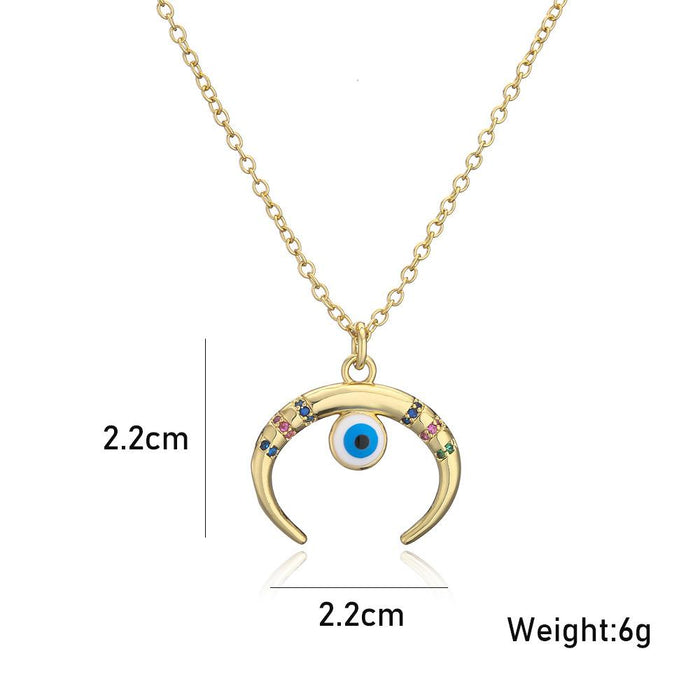 New Fashion Zircon Geometric Devil's Eye Necklace