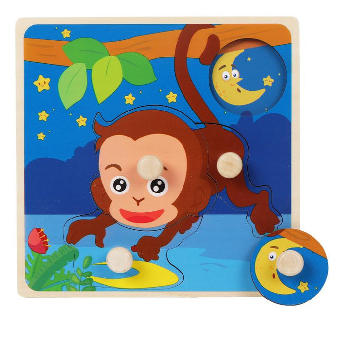 Wooden Children's Wooden Nail Hand Grab Board Jigsaw Puzzle Toy