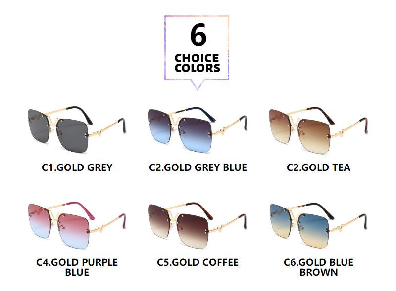 Metal square colour large frame sunglasses