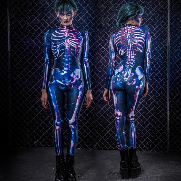 Halloween Dance Horror Costume Cosplay Skeleton Costume Body Skeleton Tights Jumpsuit