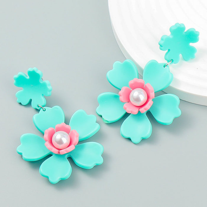 Boho Exaggerated Floral Layered Earrings