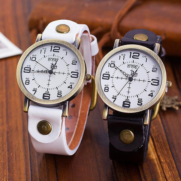 Leather Belt Vintage Neutral Watch Leisure Quartz Women's Wristwatch