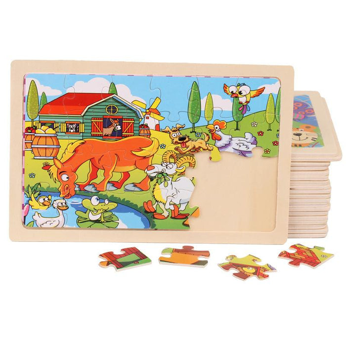 24 Pieces of Wooden Puzzle for Children