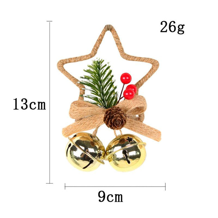 Christmas Five-pointed Star Bell Bow Ornaments Decoration