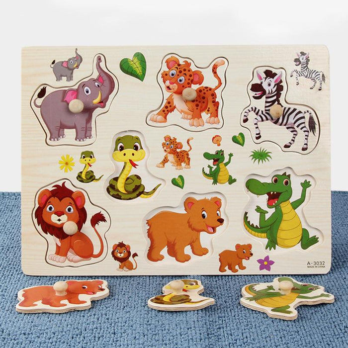 Children's Wooden Animal Letter Stereo Puzzle Toy