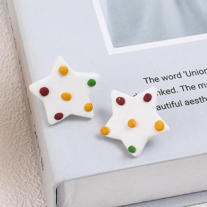 Soft Pottery Colored Stars Simple Temperament Earrings