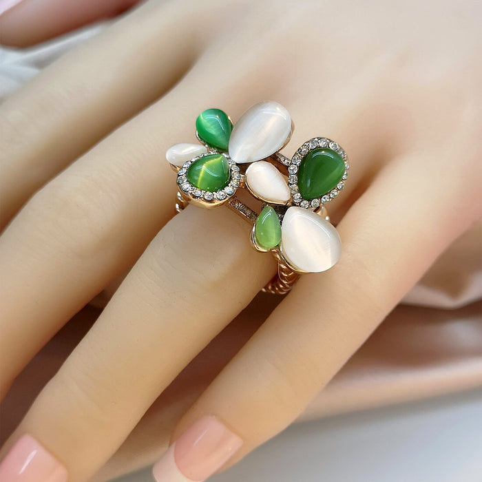 Women's Fashion Flower Rhinestone Inlaid Ring