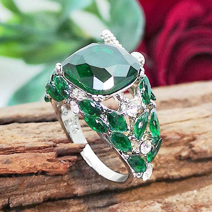 Popular Jewelry Green Leaf Bird Ring