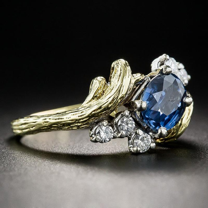 New Fashion Sapphire Vintage Two Tone Ring