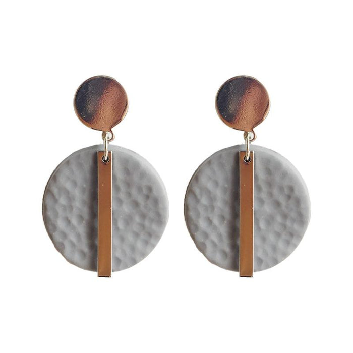 New Handmade Geometric Metal Soft Pottery Design Sense Earrings