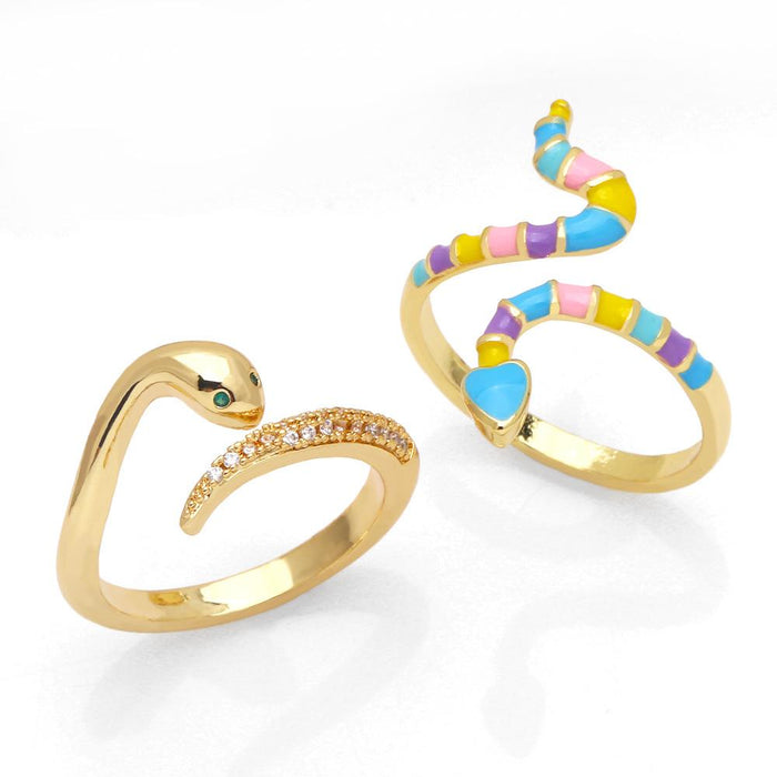 Lovely Color Oil Dripping Personalized Snake Ring