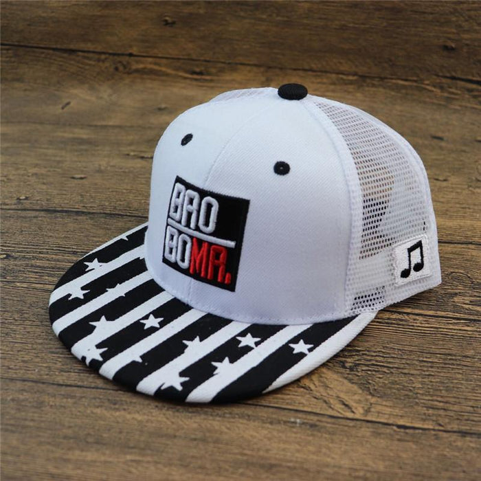 Children's Striped Pentagram Alphabet Hip Hop Mesh Baseball Cap