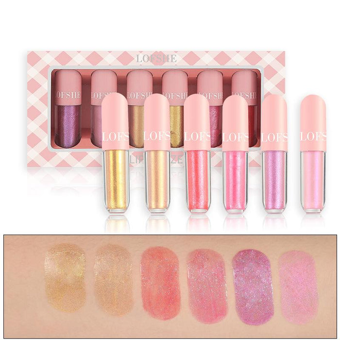 6-colour lip gloss cover box waterproof Lip Glaze