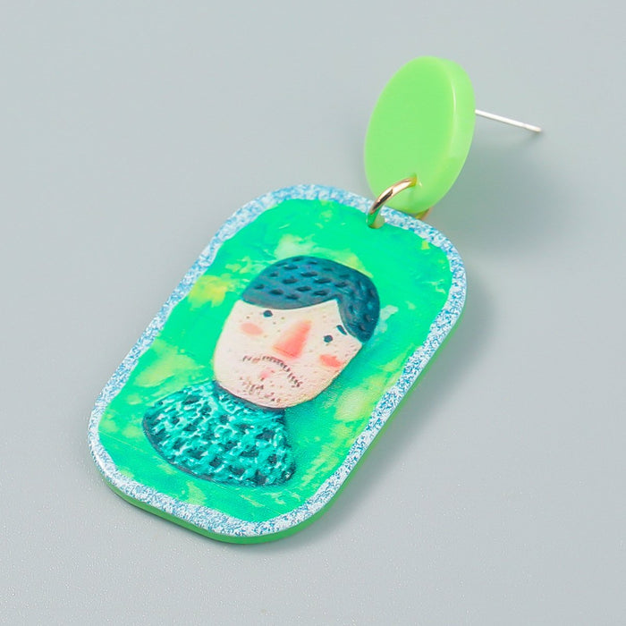 Cartoon Funny Embossed Doll Earrings