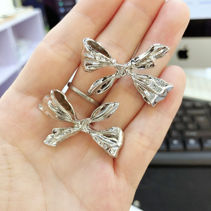 Metal Bow Stud Earrings