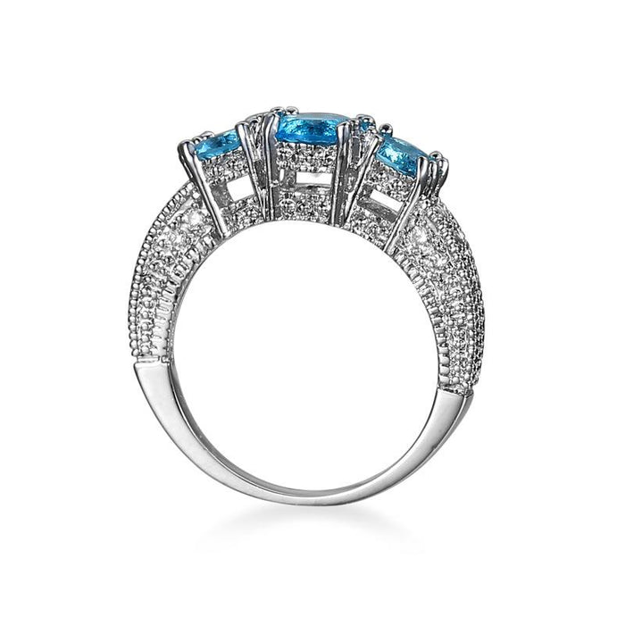 New Fashion White Blue Zircon Ring